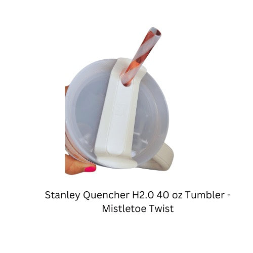 Stanley Mistletoe Twist Quncher 40oz Tumbler White in Stainless