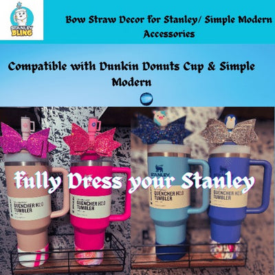 Water Tumbler Accessories, Straw Topper for Stanley/Simple Modern Tumbler,  Bow Straw Decor for Stanley Cup Accessories, Sparkling Pink